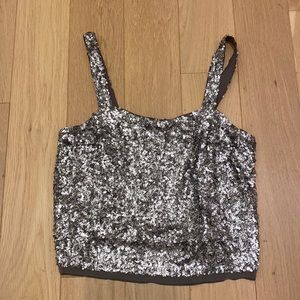 Abercrombie and Fitch silver sequined crop top tank